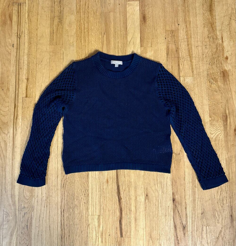Women’s J.Crew J Crew Navy Knit Open Stitch Sweater Top Long Sleeve Shirt size M